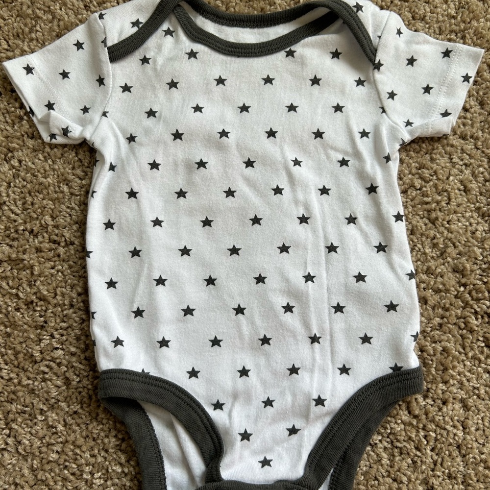 Amazon Essentials White and Black Bodysuit with Star Pattern